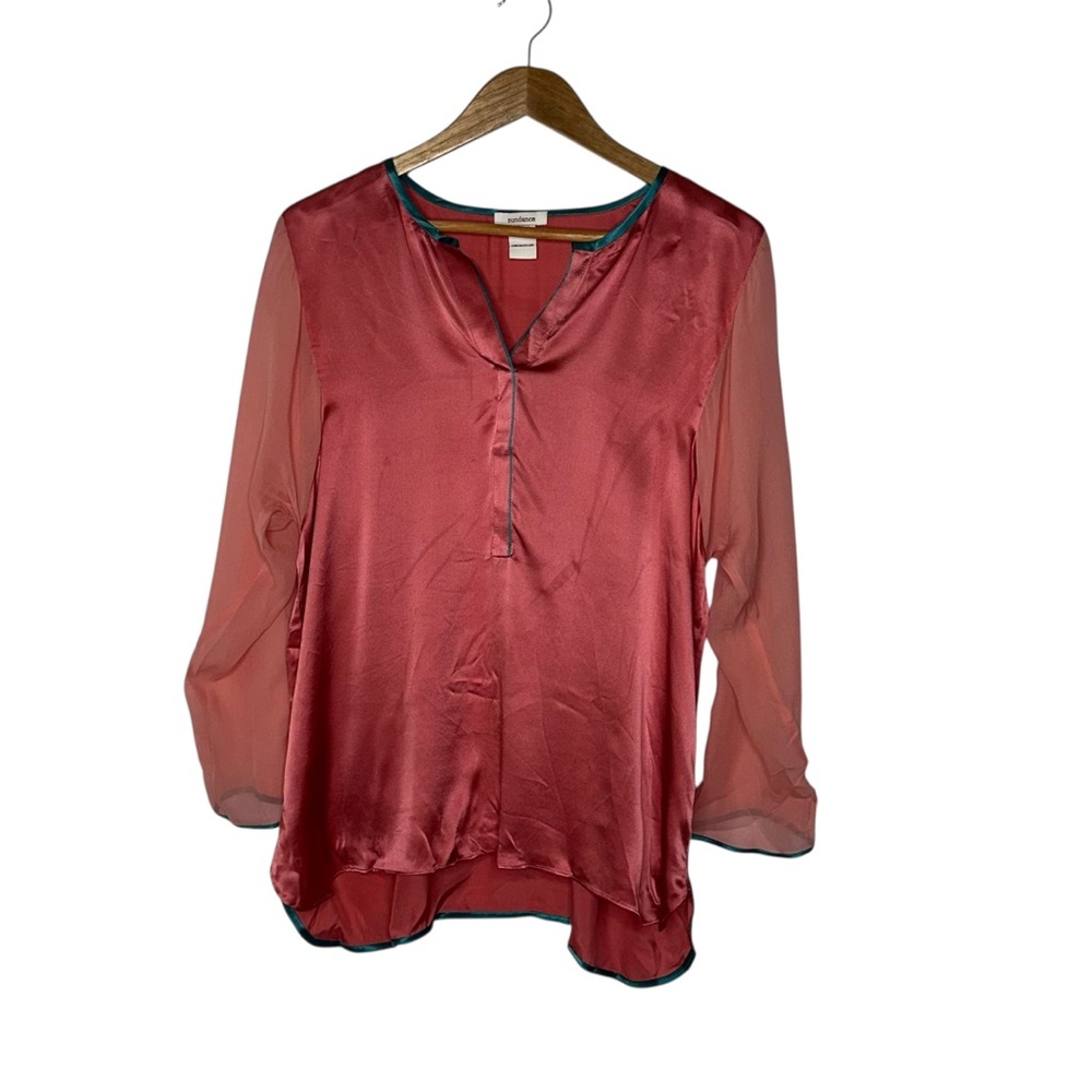 Sundance Vibrant Pink 100% Silk Blouse Large